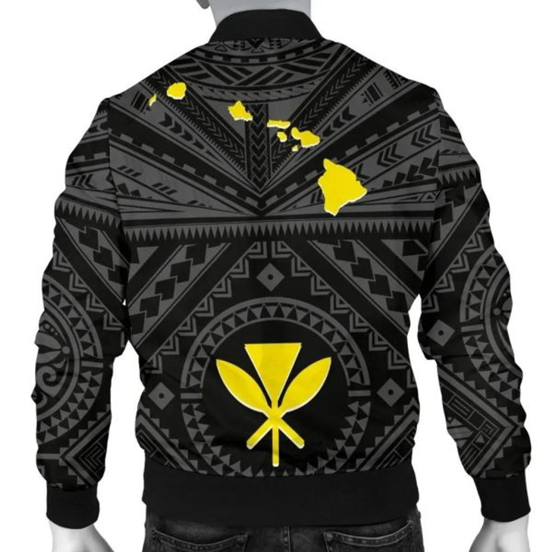 FUNSTUFFPRINT Bomber Jacket Hawaii - Hawaii Kanaka Maoli And Map ( Black) 3D Bomber Jacket