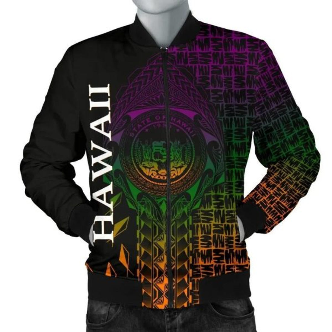 FUNSTUFFPRINT Bomber Jacket Hawaii Hawaii Seal Rocket Style 3D Bomber Jacket