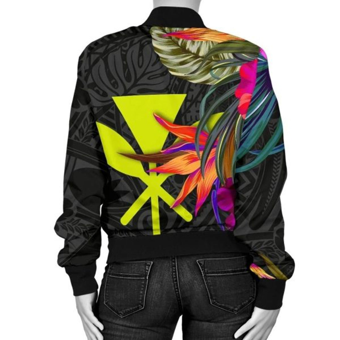 FUNSTUFFPRINT Bomber Jacket Hawaii - Hibiscus Polynesian Pattern 3D Bomber Jacket