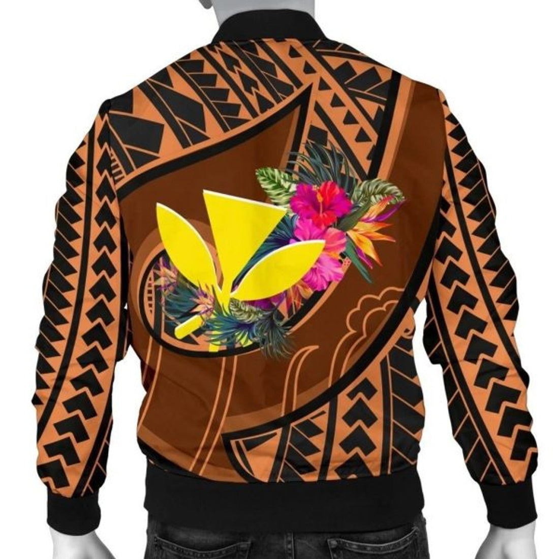 FUNSTUFFPRINT Bomber Jacket Hawaii Kanaka Maoli Personalised - Polynesian Hook And Hibiscus 3D Bomber Jacket