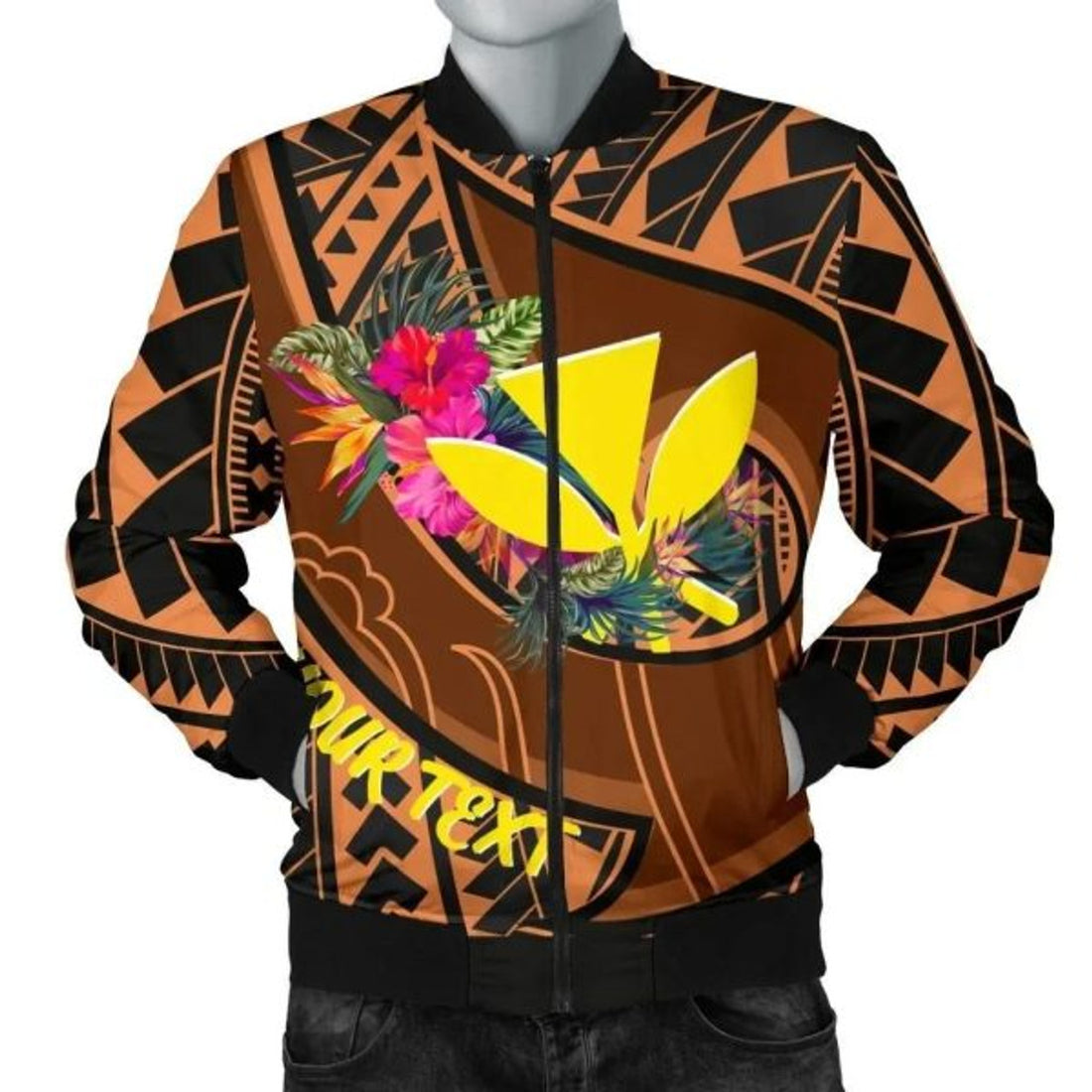 FUNSTUFFPRINT Bomber Jacket Hawaii Kanaka Maoli Personalised - Polynesian Hook And Hibiscus 3D Bomber Jacket
