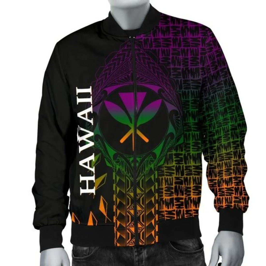 FUNSTUFFPRINT Bomber Jacket Hawaii - Kanaka Maoli Rocket Style 3D Bomber Jacket