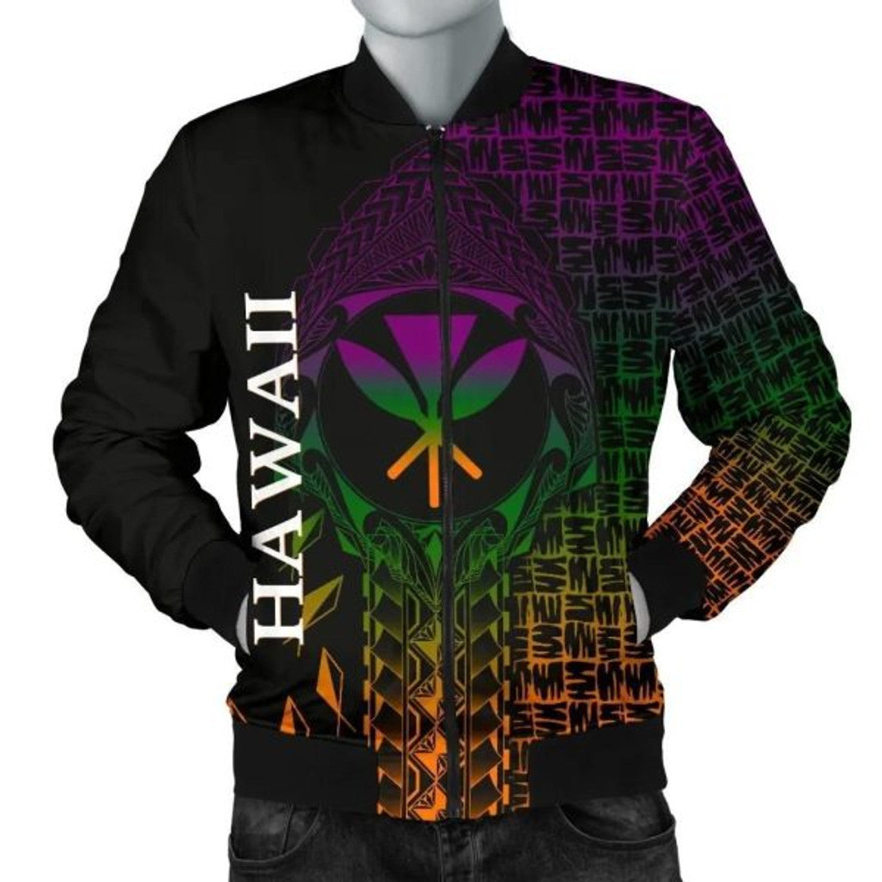 FUNSTUFFPRINT Bomber Jacket Hawaii - Kanaka Maoli Rocket Style 3D Bomber Jacket