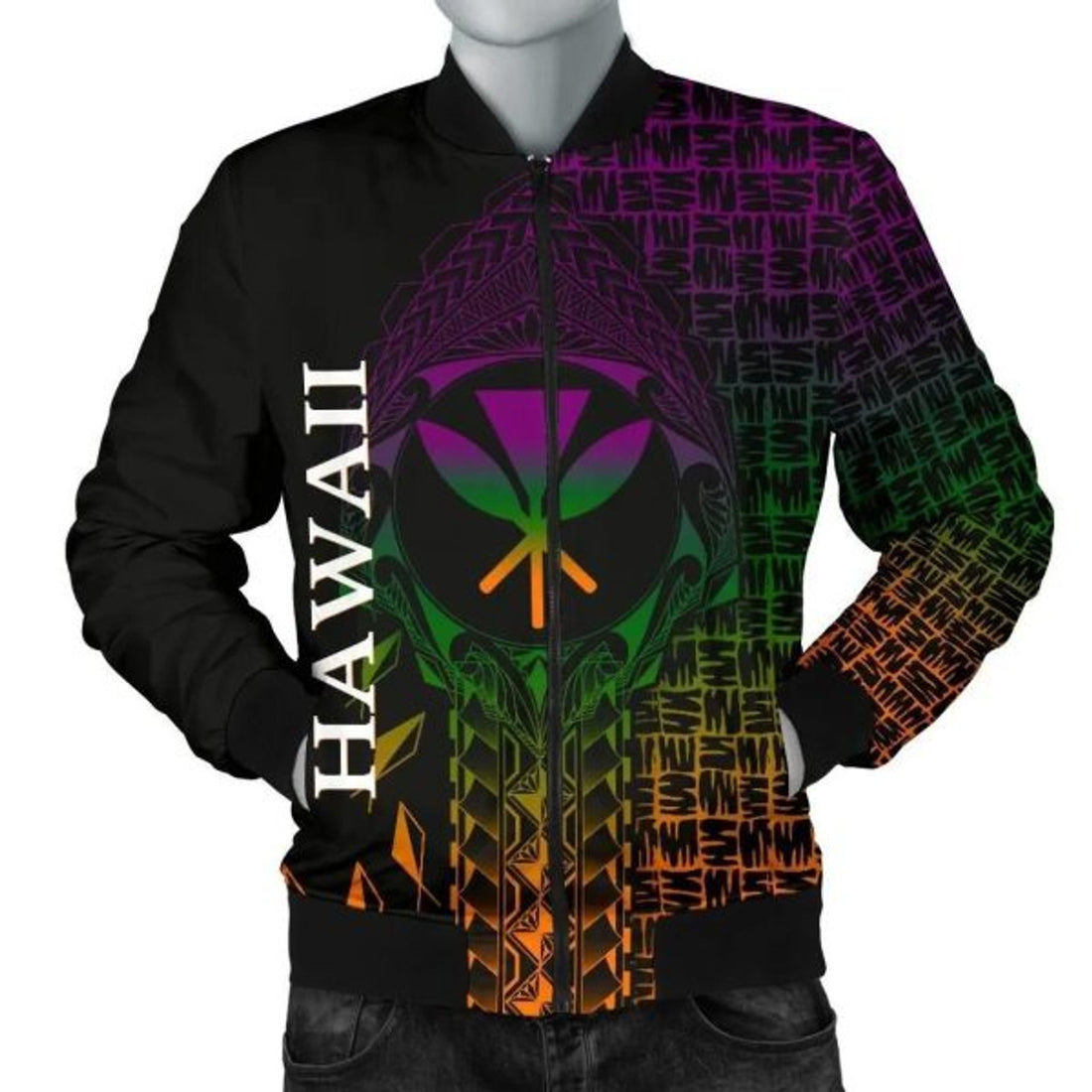 FUNSTUFFPRINT Bomber Jacket Hawaii - Kanaka Maoli Rocket Style 3D Bomber Jacket