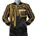 FUNSTUFFPRINT Bomber Jacket Hawaii - Kanaka Maoli With Polynesian Pattern In Heartbeat Style (Gold) 3D Bomber Jacket