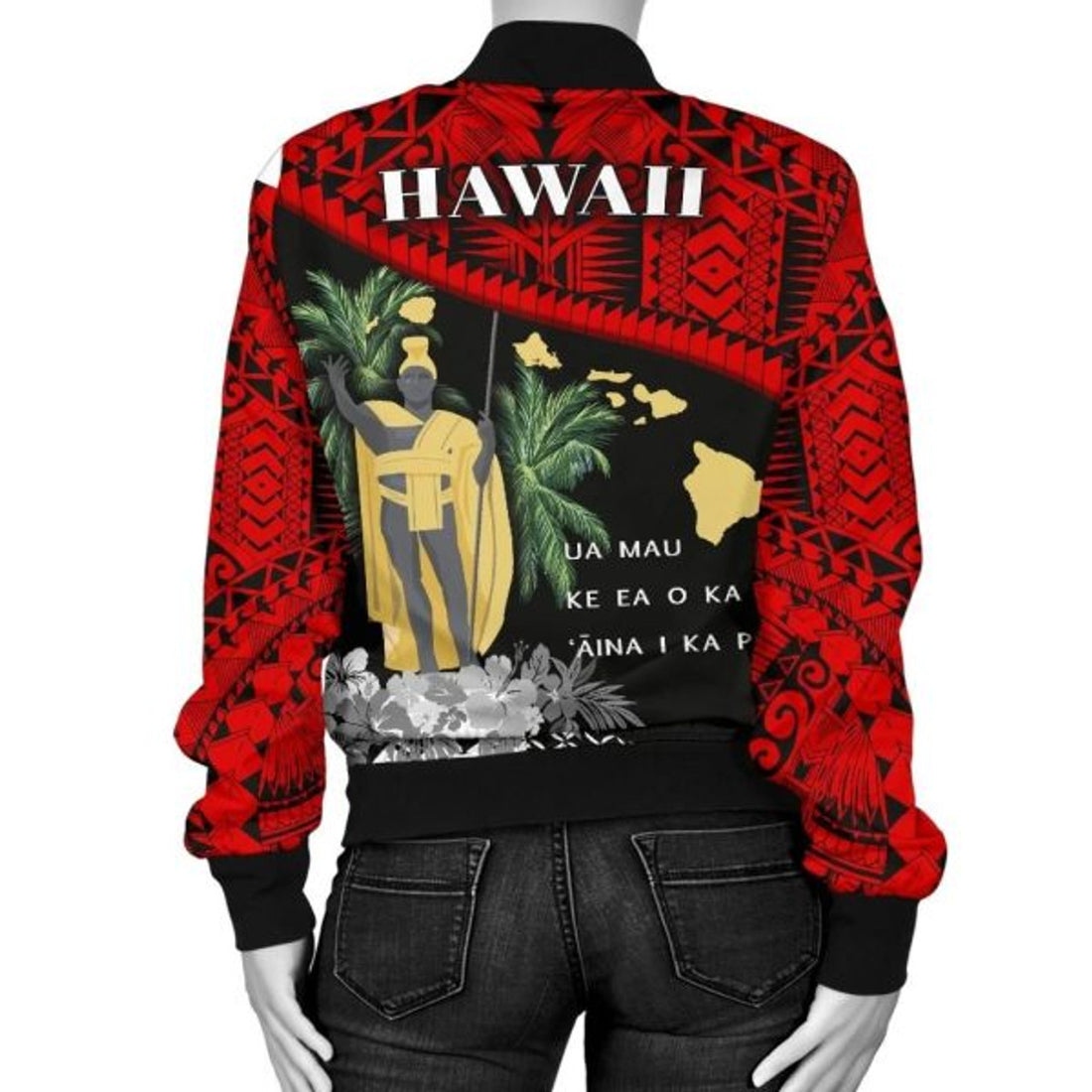FUNSTUFFPRINT Bomber Jacket Hawaii King Kamehameha Kanaka Maoli Flag Road To Hometown 3D Bomber Jacket