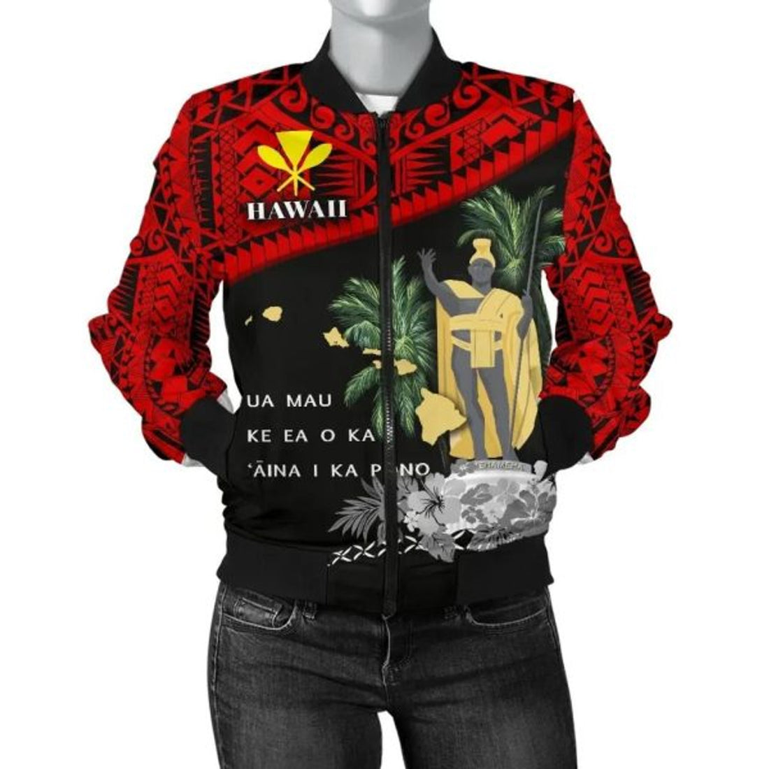 FUNSTUFFPRINT Bomber Jacket Hawaii King Kamehameha Kanaka Maoli Flag Road To Hometown 3D Bomber Jacket