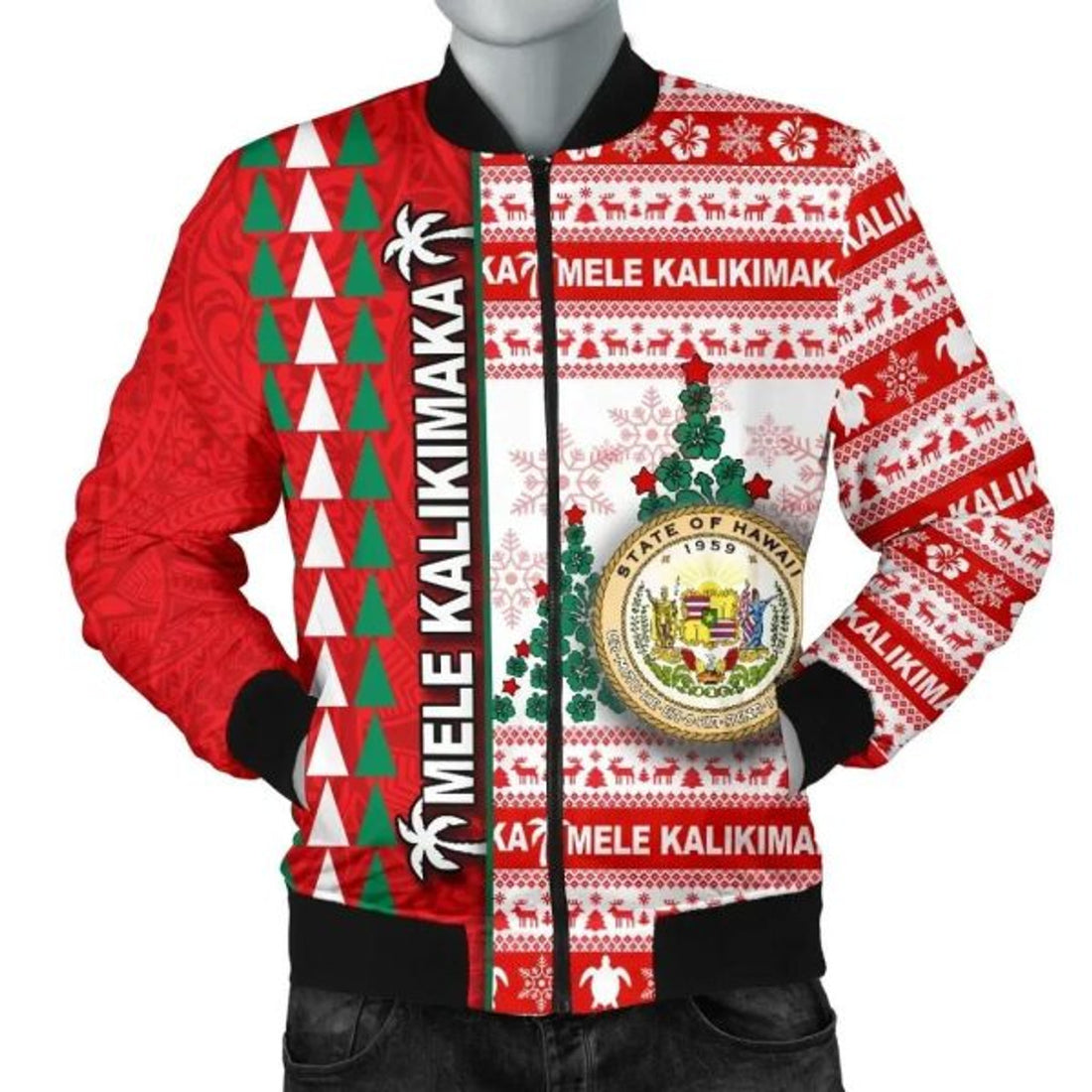 FUNSTUFFPRINT Bomber Jacket Hawaii Mele Kalikimaka 3D Bomber Jacket
