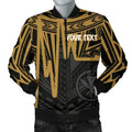 FUNSTUFFPRINT Bomber Jacket Hawaii Personalised - Kanaka Maoli With Polynesian Pattern In Heartbeat Style (Gold) 3D Bomber Jacket