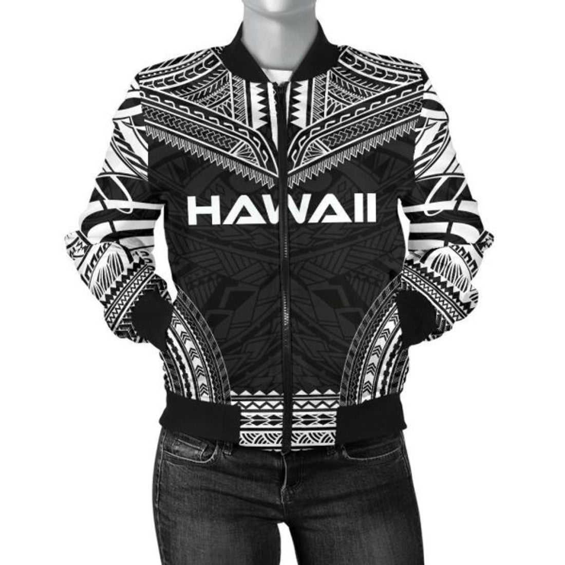 FUNSTUFFPRINT Bomber Jacket Hawaii Polynesian Chief - Black Version 3D Bomber Jacket