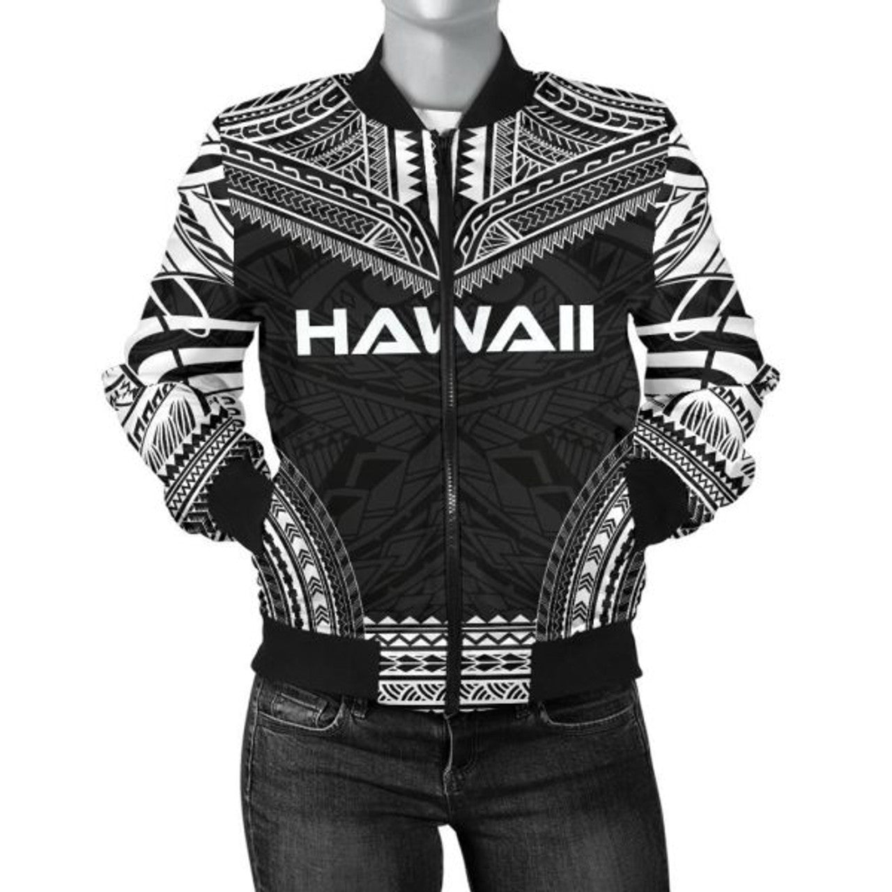 FUNSTUFFPRINT Bomber Jacket Hawaii Polynesian Chief - Black Version 3D Bomber Jacket