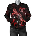 FUNSTUFFPRINT Bomber Jacket Hawaii Polynesian - Turtle With Blooming Hibiscus Red 3D Bomber Jacket