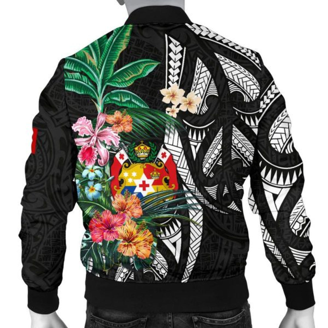 FUNSTUFFPRINT Bomber Jacket Tonga Coat Of Arms Polynesian With Hibiscus 3D Bomber Jacket