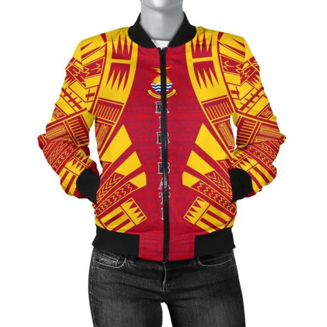 FUNSTUFFPRINT Bomber Jacket Kiribati Polynesian Tattoo Flag 3D Bomber Jacket