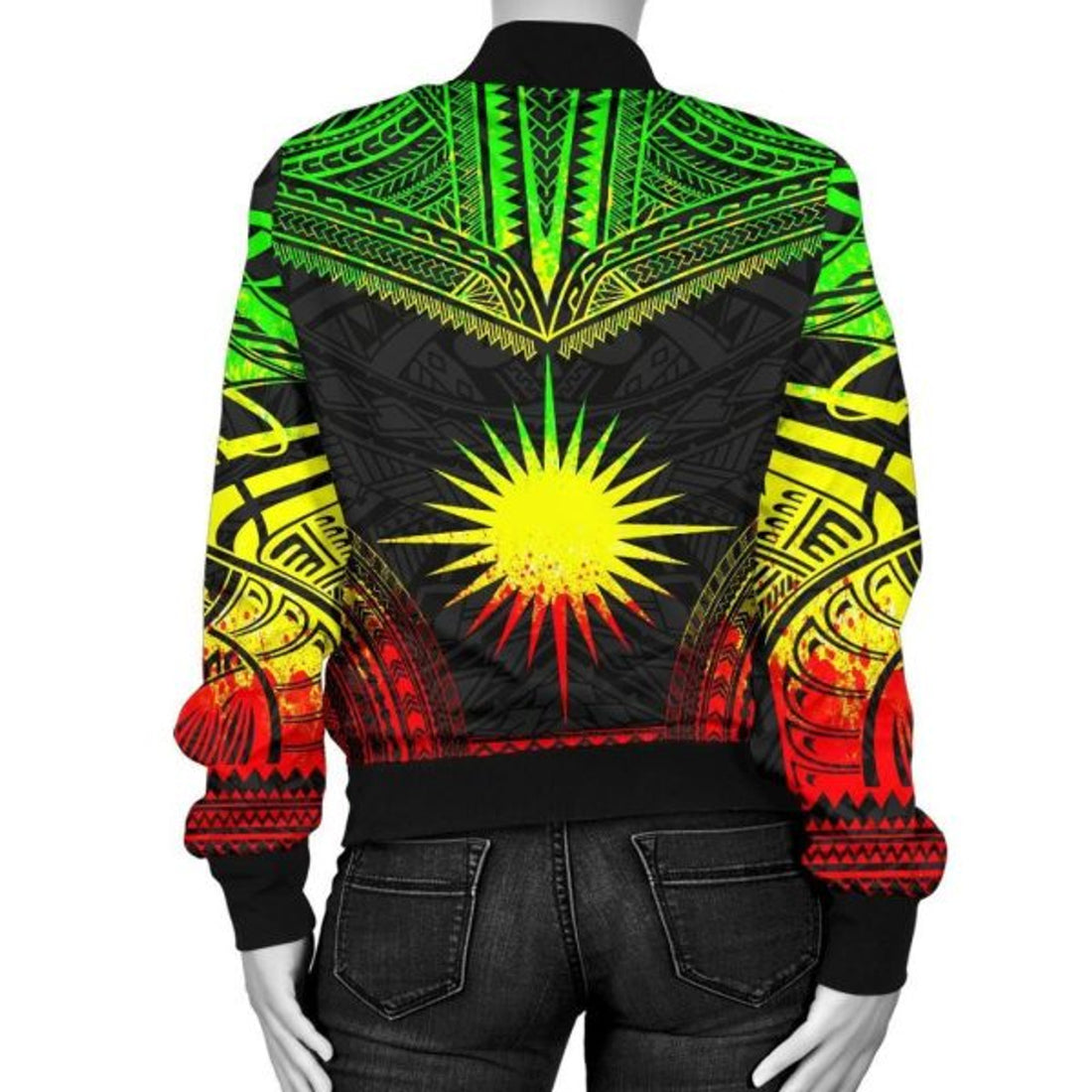 FUNSTUFFPRINT Bomber Jacket Marshall Islands Polynesian Chief - Reggae Version 3D Bomber Jacket