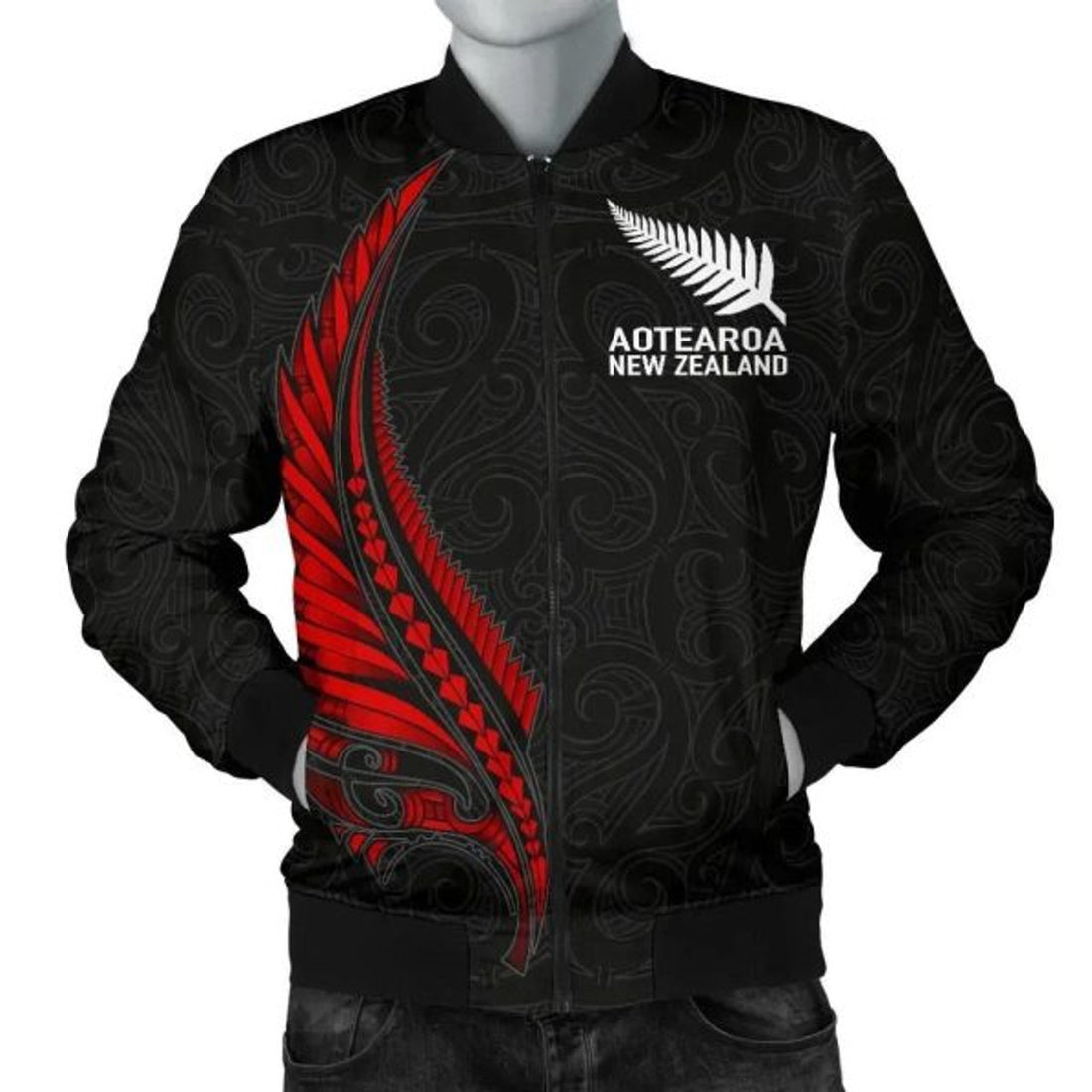 FUNSTUFFPRINT Bomber Jacket New Zealand - Maori Fern Tattoo 3D Bomber Jacket