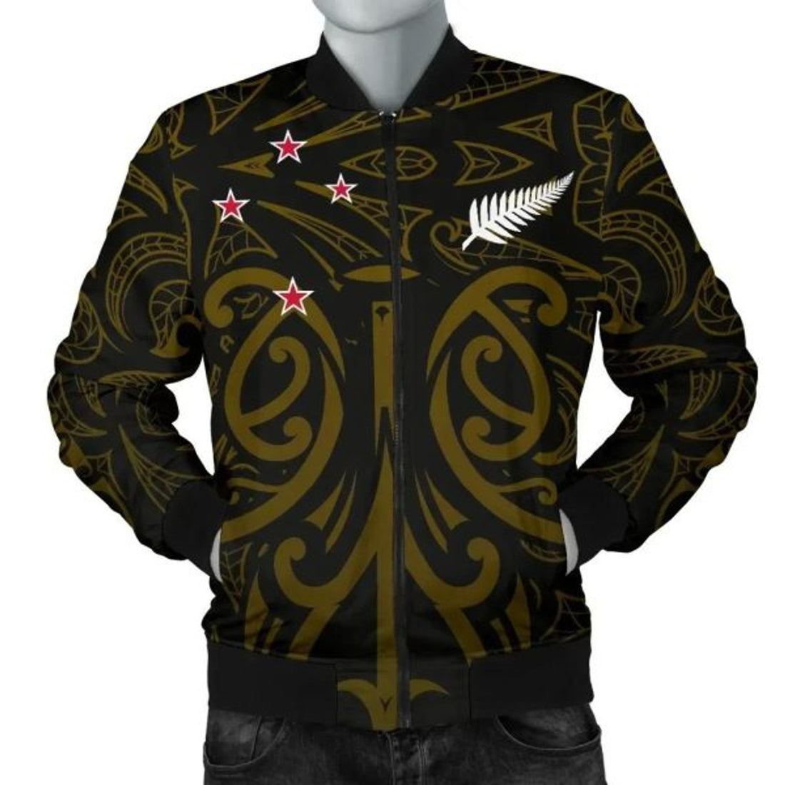 FUNSTUFFPRINT Bomber Jacket New Zealand - Maori Mask Pullover Yellow 3D Bomber Jacket