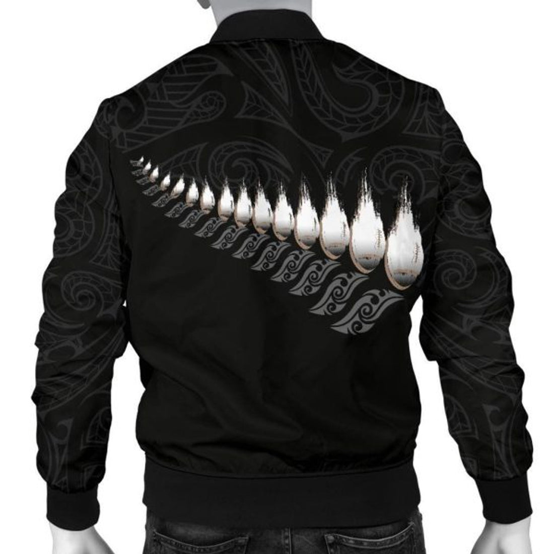 FUNSTUFFPRINT Bomber Jacket New Zealand Rugby Silver Fern 3D Bomber Jacket