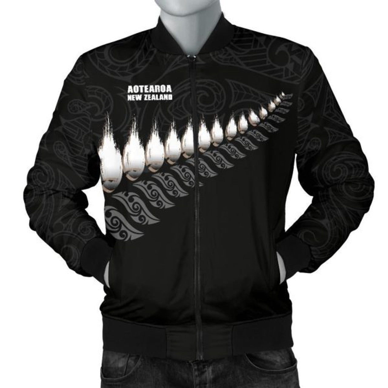 FUNSTUFFPRINT Bomber Jacket New Zealand Rugby Silver Fern 3D Bomber Jacket