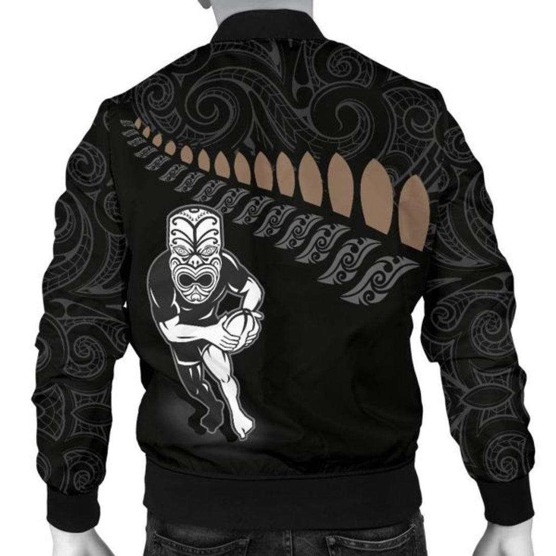 FUNSTUFFPRINT Bomber Jacket New Zealand Rugby bWarrior 3D Bomber Jacket
