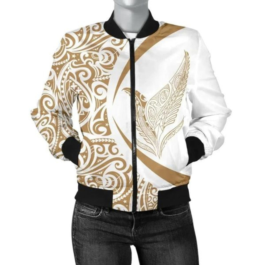 FUNSTUFFPRINT Bomber Jacket New Zealand Silver Fern Maori - Circle Style 3D Bomber Jacket
