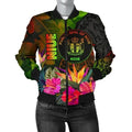 FUNSTUFFPRINT Bomber Jacket Niue Polynesian - Hibiscus and Banana Leaves 3D Bomber Jacket