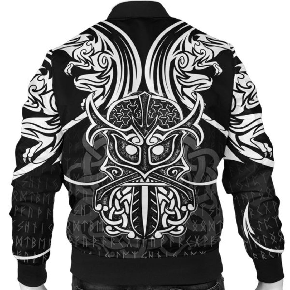 FUNSTUFFPRINT Bomber Jacket - Njord and Dragon Tattoo 3D Bomber Jacket