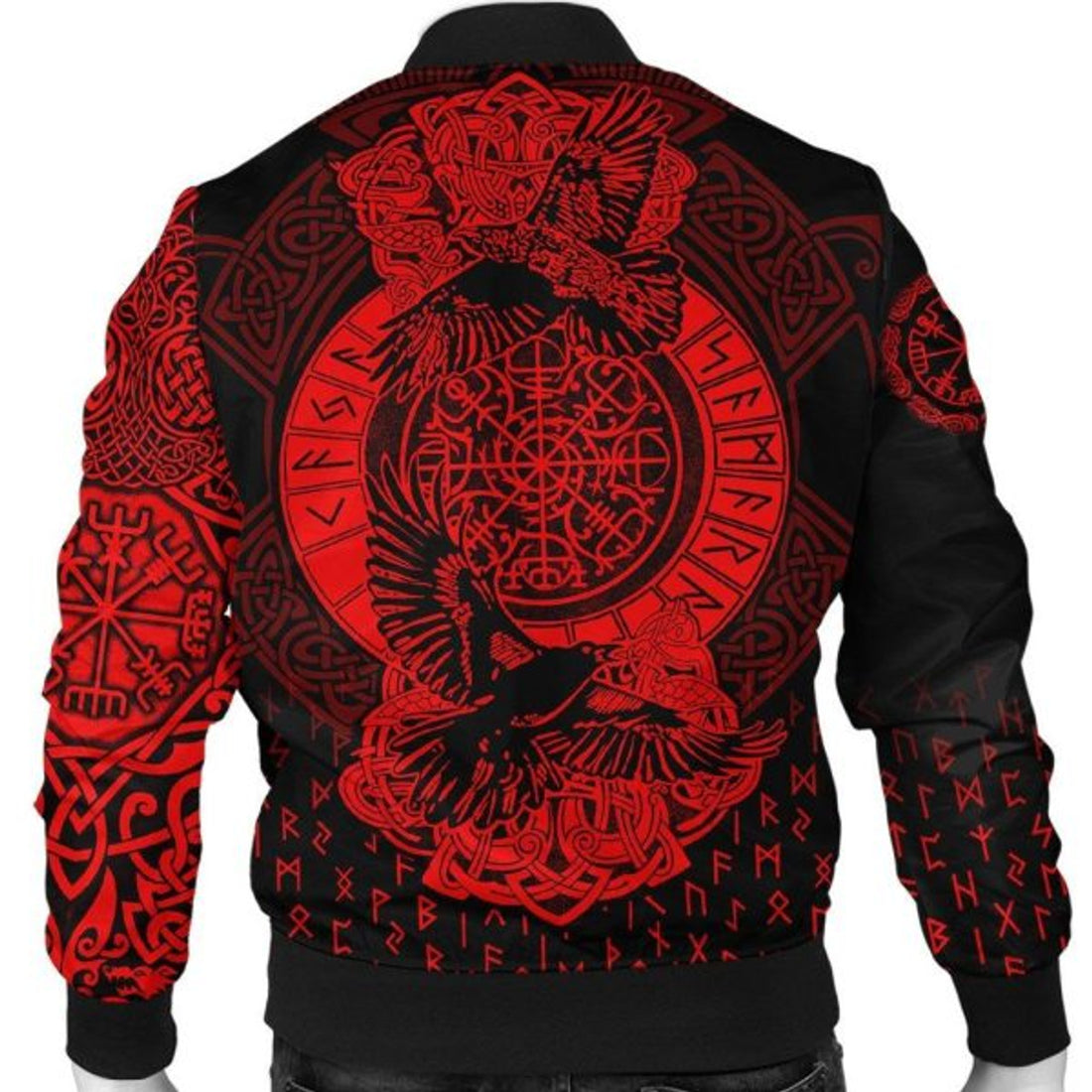 FUNSTUFFPRINT Bomber Jacket - Nordic Raven Tattoos 3D Bomber Jacket