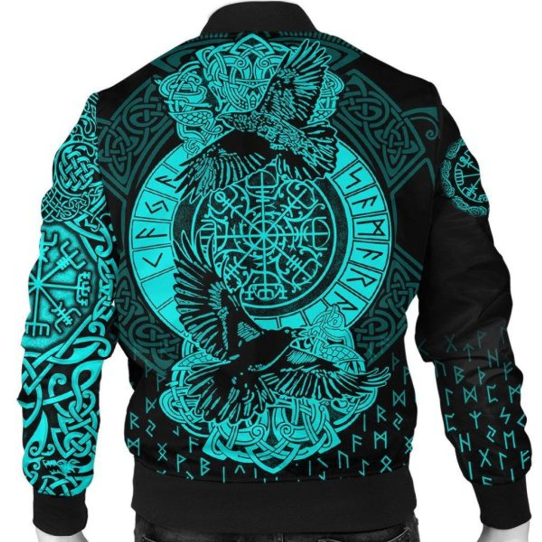 FUNSTUFFPRINT Bomber Jacket - Nordic Raven Tattoos 3D Bomber Jacket