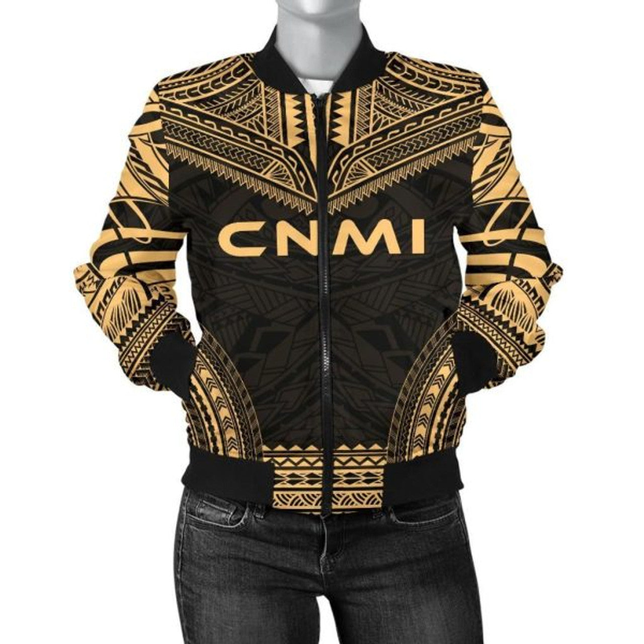 FUNSTUFFPRINT Bomber Jacket Northern Mariana Islands Polynesian Chief - Gold Version 3D Bomber Jacket