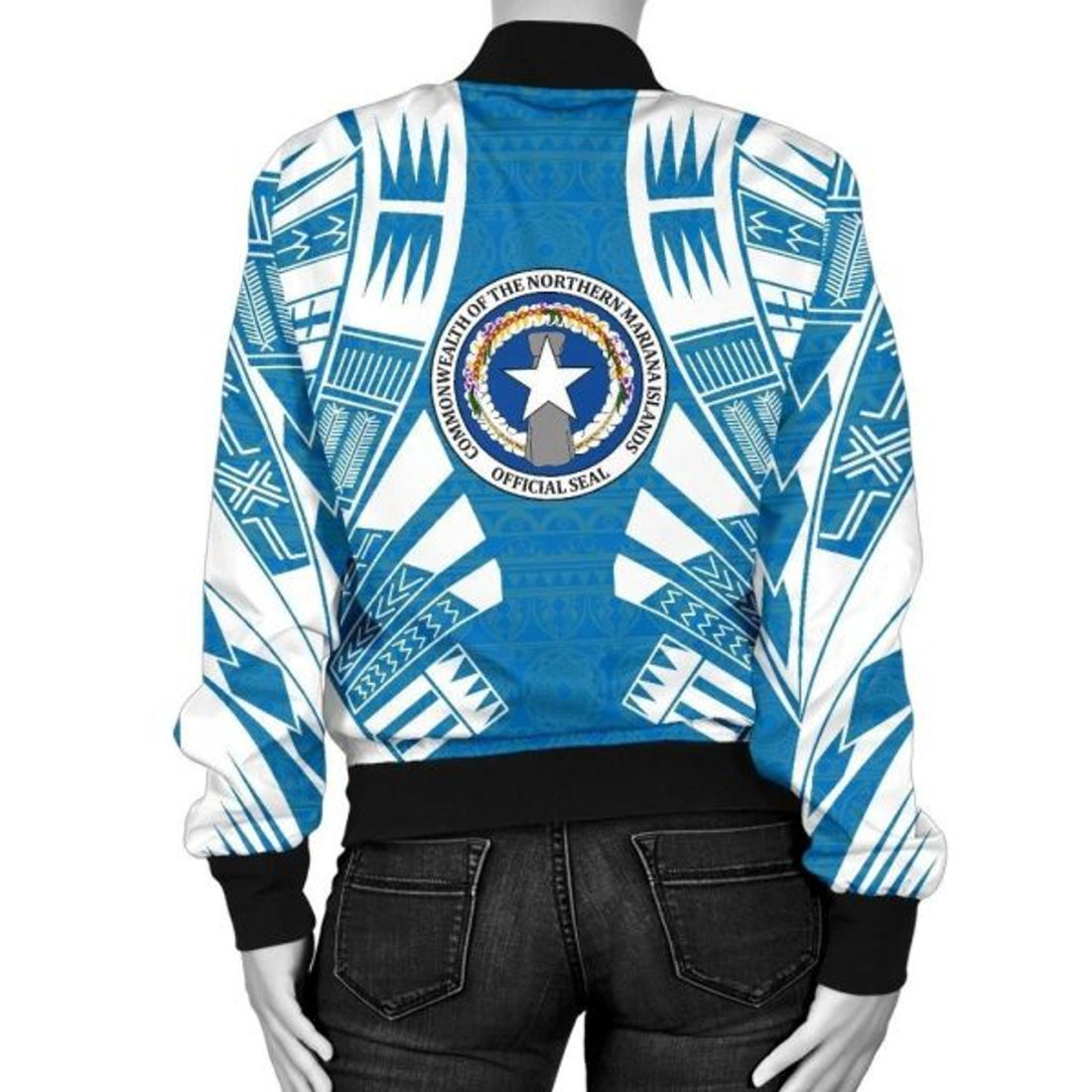 FUNSTUFFPRINT Bomber Jacket Northern Mariana Islands Polynesian Tattoo Flag 3D Bomber Jacket