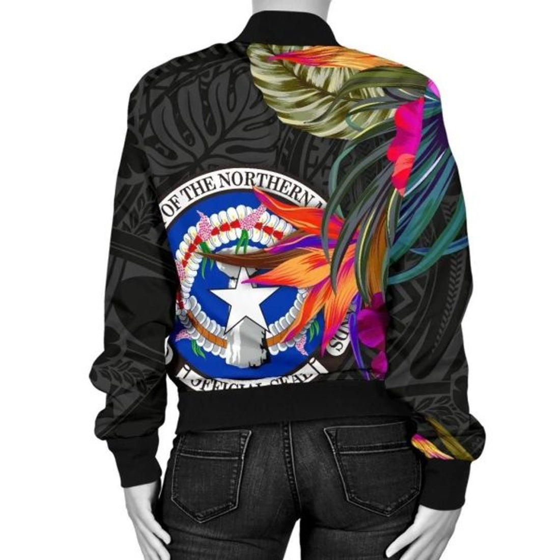 FUNSTUFFPRINT Bomber Jacket Northern Mariana Islands - Saipan Hibiscus Polynesian Pattern 3D Bomber Jacket