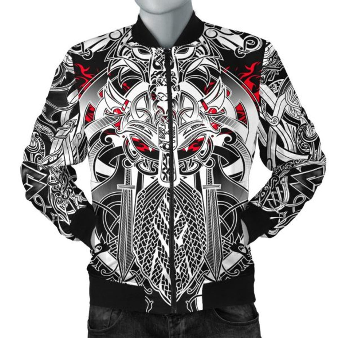 FUNSTUFFPRINT Bomber Jacket - Odin Eternal Flame 3D Bomber Jacket