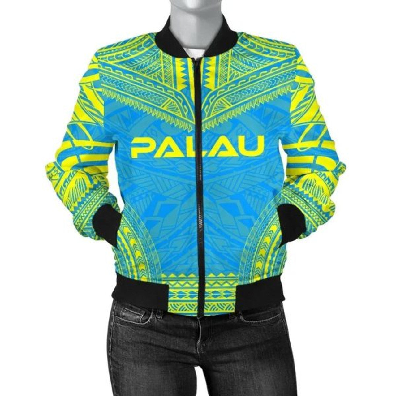 FUNSTUFFPRINT Bomber Jacket Palau Flag Polynesian Chief 3D Bomber Jacket