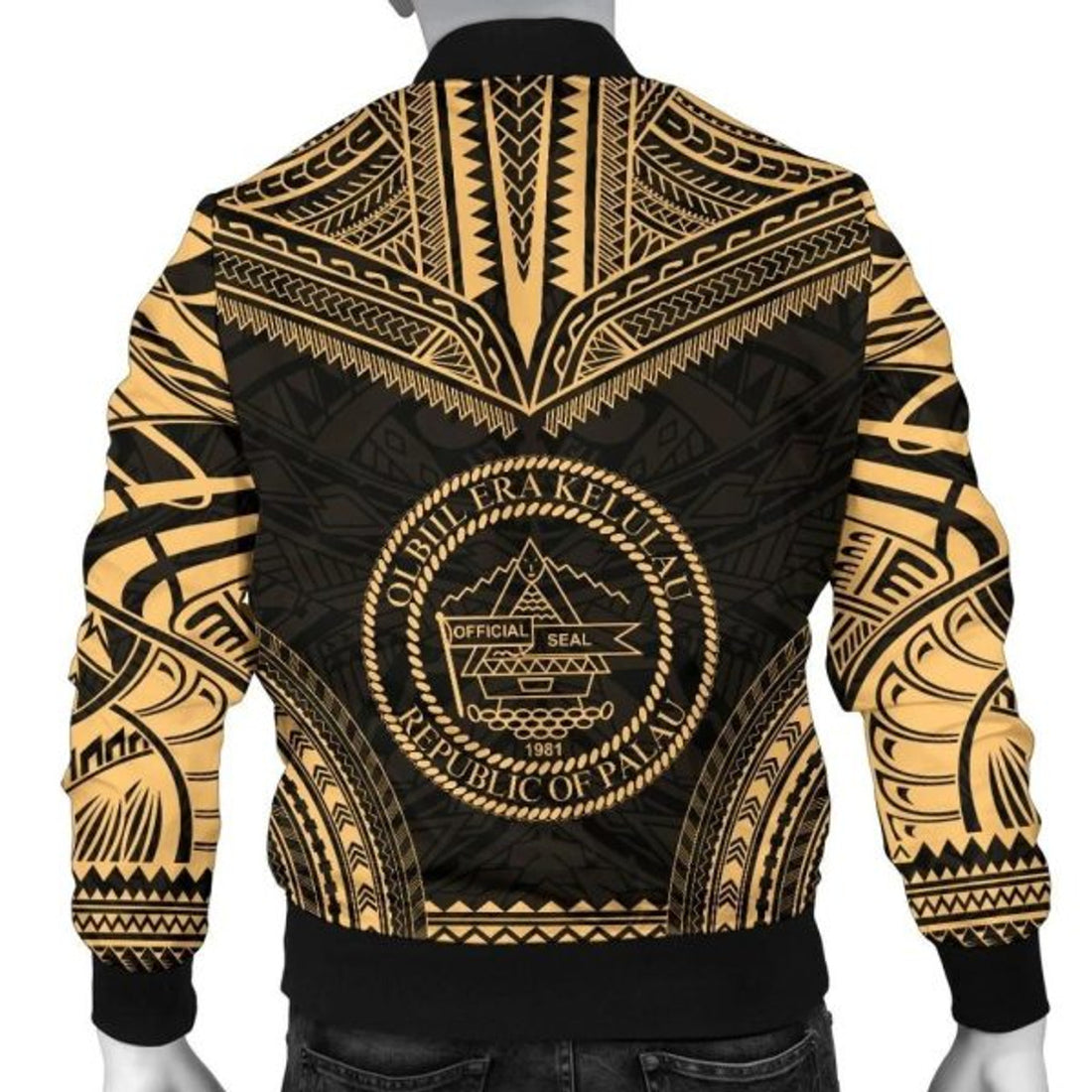 FUNSTUFFPRINT Bomber Jacket Palau Polynesian Chief - Gold Version 3D Bomber Jacket