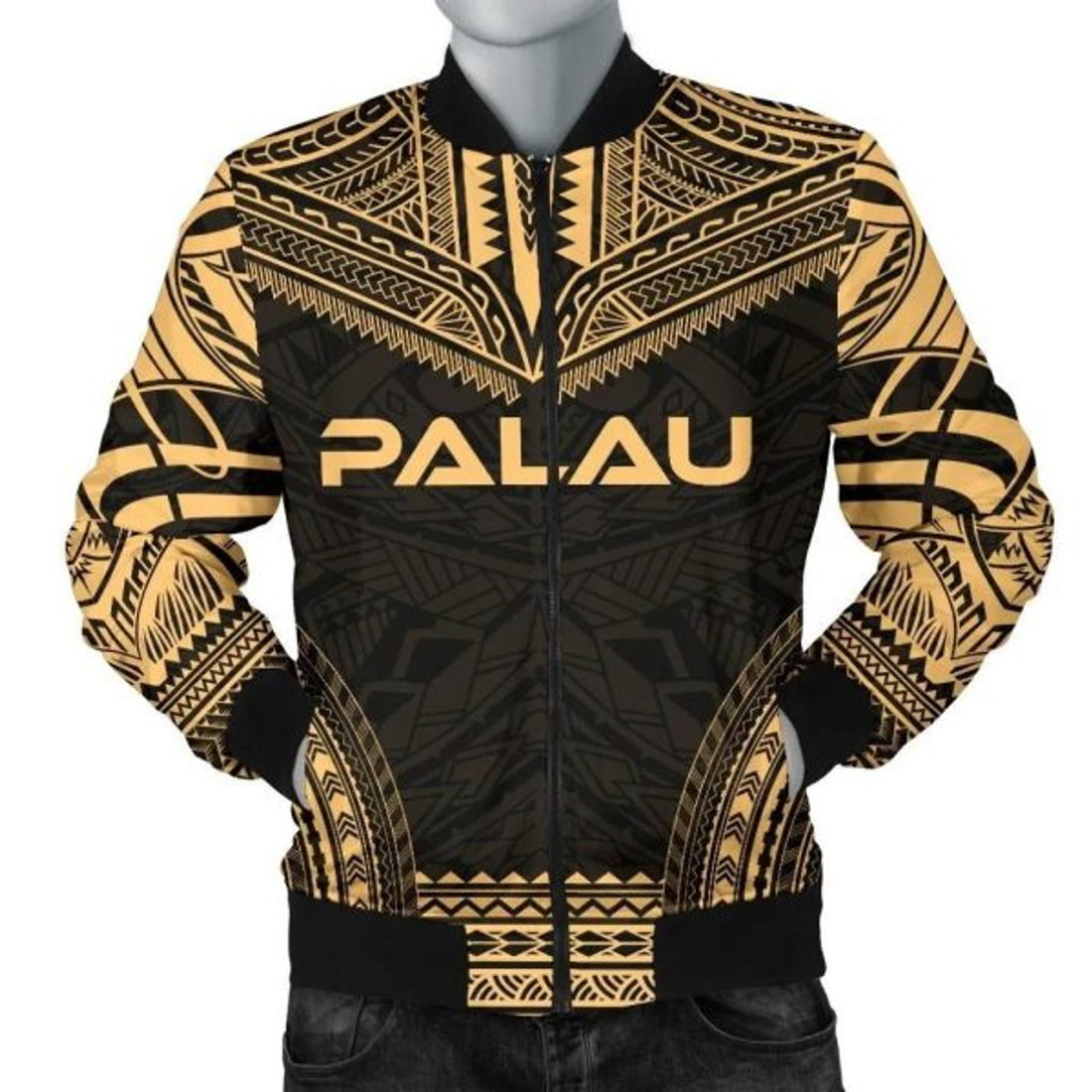 FUNSTUFFPRINT Bomber Jacket Palau Polynesian Chief - Gold Version 3D Bomber Jacket