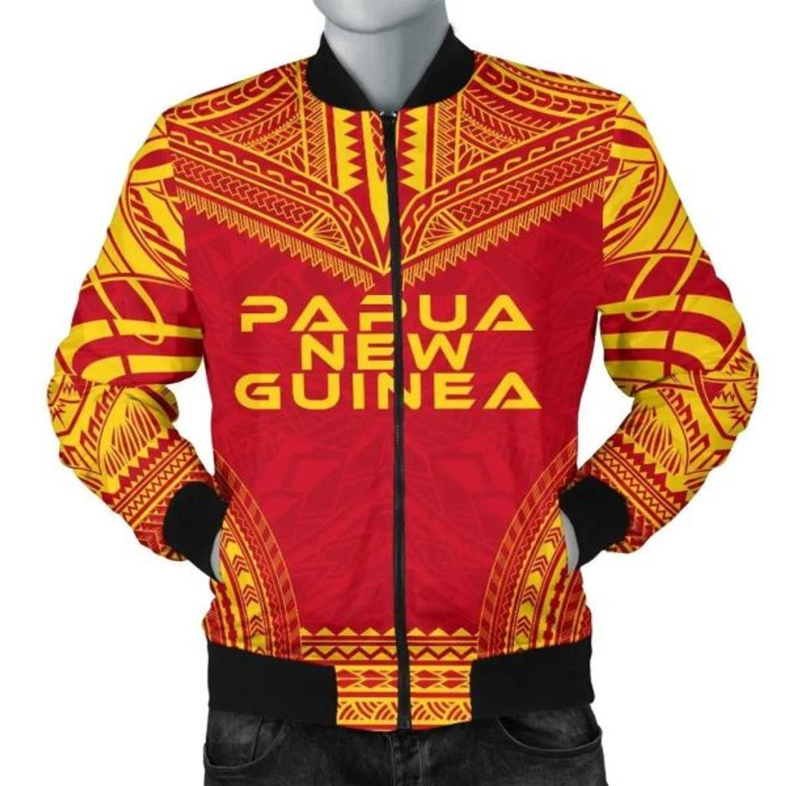 FUNSTUFFPRINT Bomber Jacket Papua New Guinea Flag Polynesian Chief 3D Bomber Jacket
