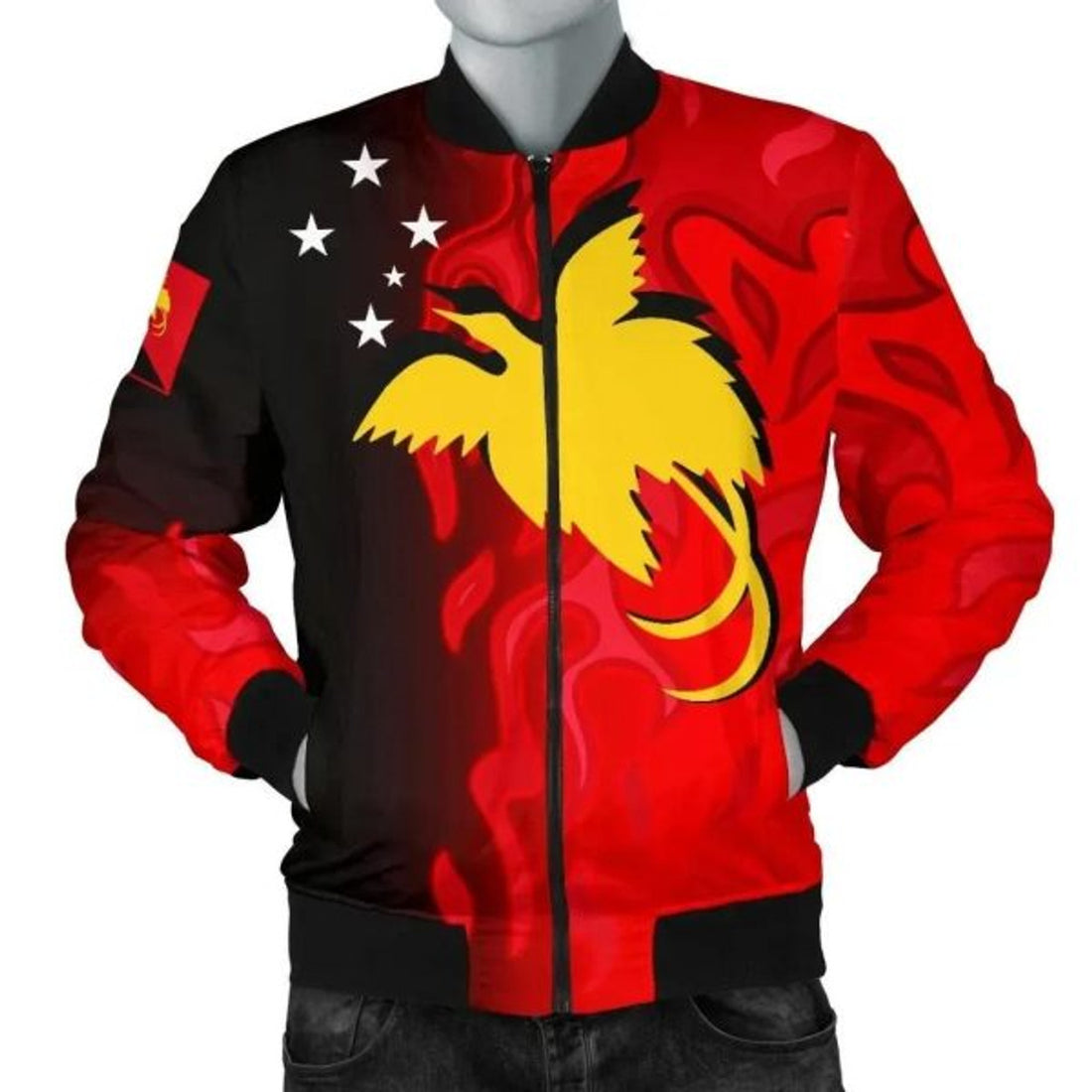 FUNSTUFFPRINT Bomber Jacket Papua New Guinea - PNG Flame 3D Bomber Jacket