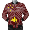 FUNSTUFFPRINT Bomber Jacket Papua New Guinea Personalised - Flag With Polynesian Patterns (Black) 3D Bomber Jacket