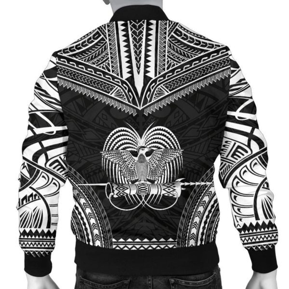 FUNSTUFFPRINT Bomber Jacket Papua New Guinea Polynesian Chief - Black Version 3D Bomber Jacket