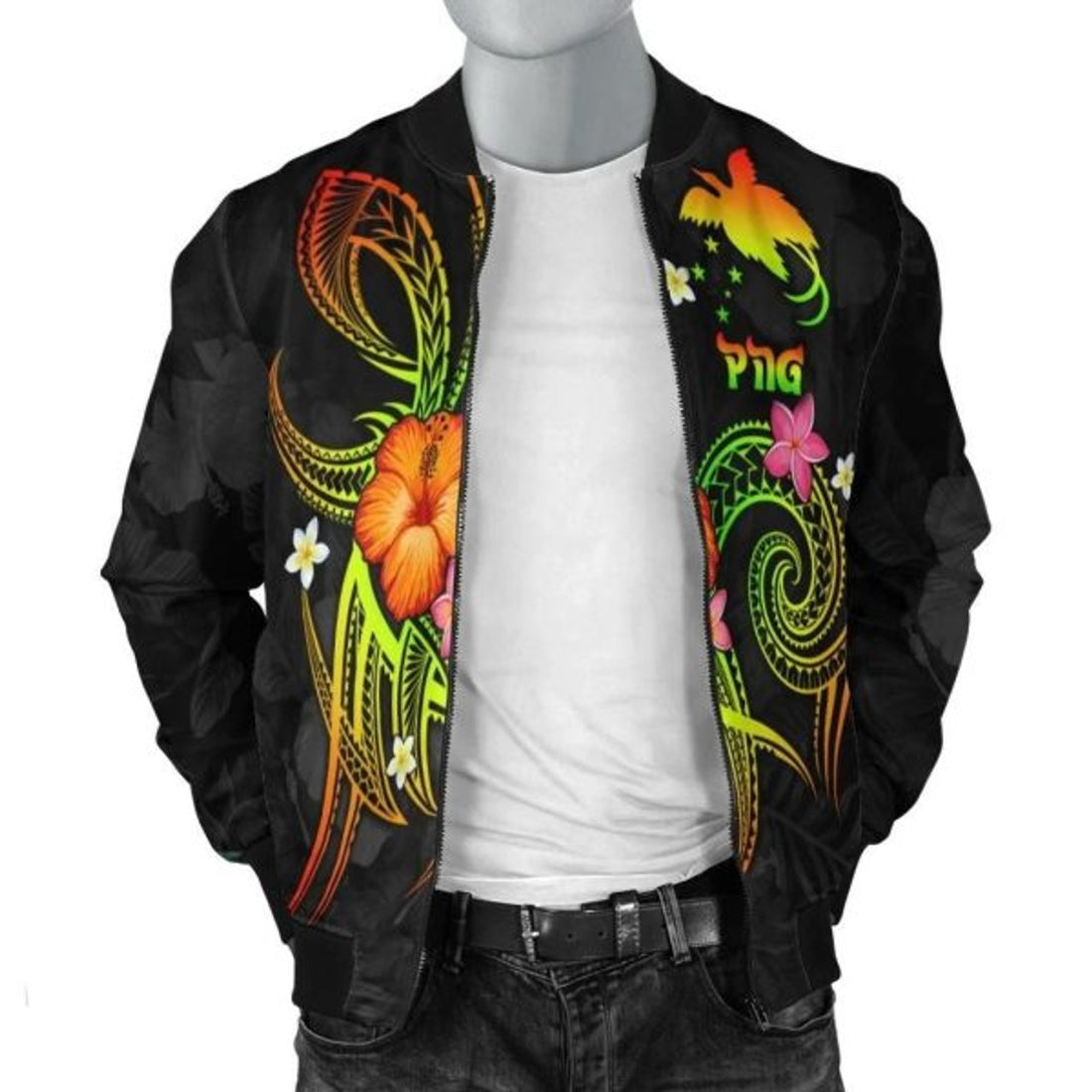 FUNSTUFFPRINT Bomber Jacket Papua New Guinea Polynesian - Legend of Papua New Guinea (Reggae) 3D Bomber Jacket