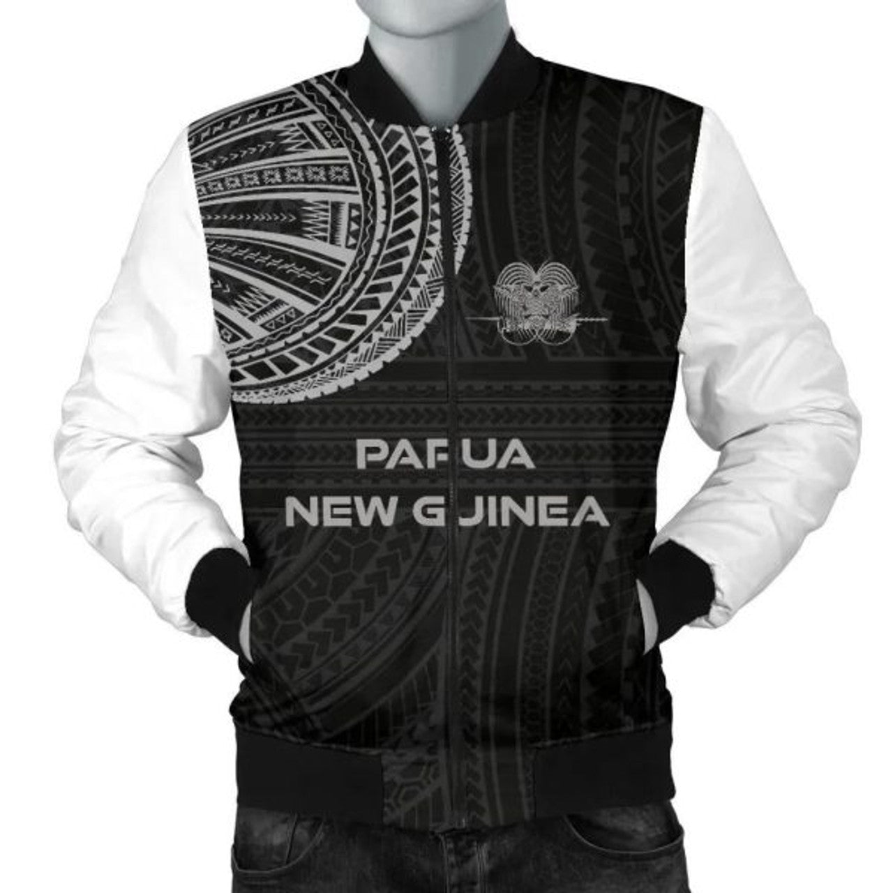 FUNSTUFFPRINT Bomber Jacket Papua New Guinea Polynesian Tattoo Style 3D Bomber Jacket