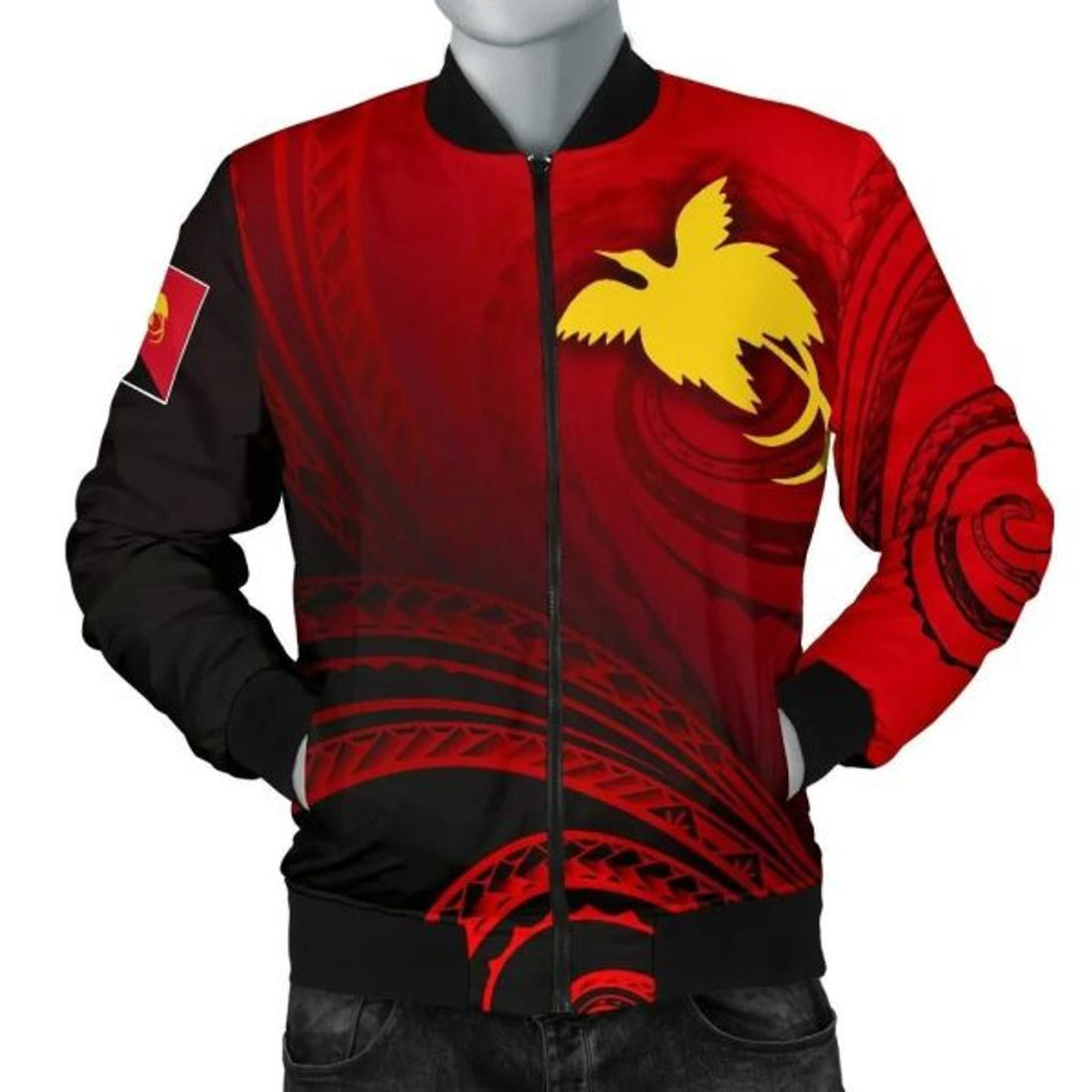 FUNSTUFFPRINT Bomber Jacket Papua New Guinea - Raggiana Bird of Paradise Polynesian Patterns 3D Bomber Jacket