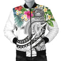 FUNSTUFFPRINT Bomber Jacket Polynesian American Samoa - Summer Plumeria (White) 3D Bomber Jacket