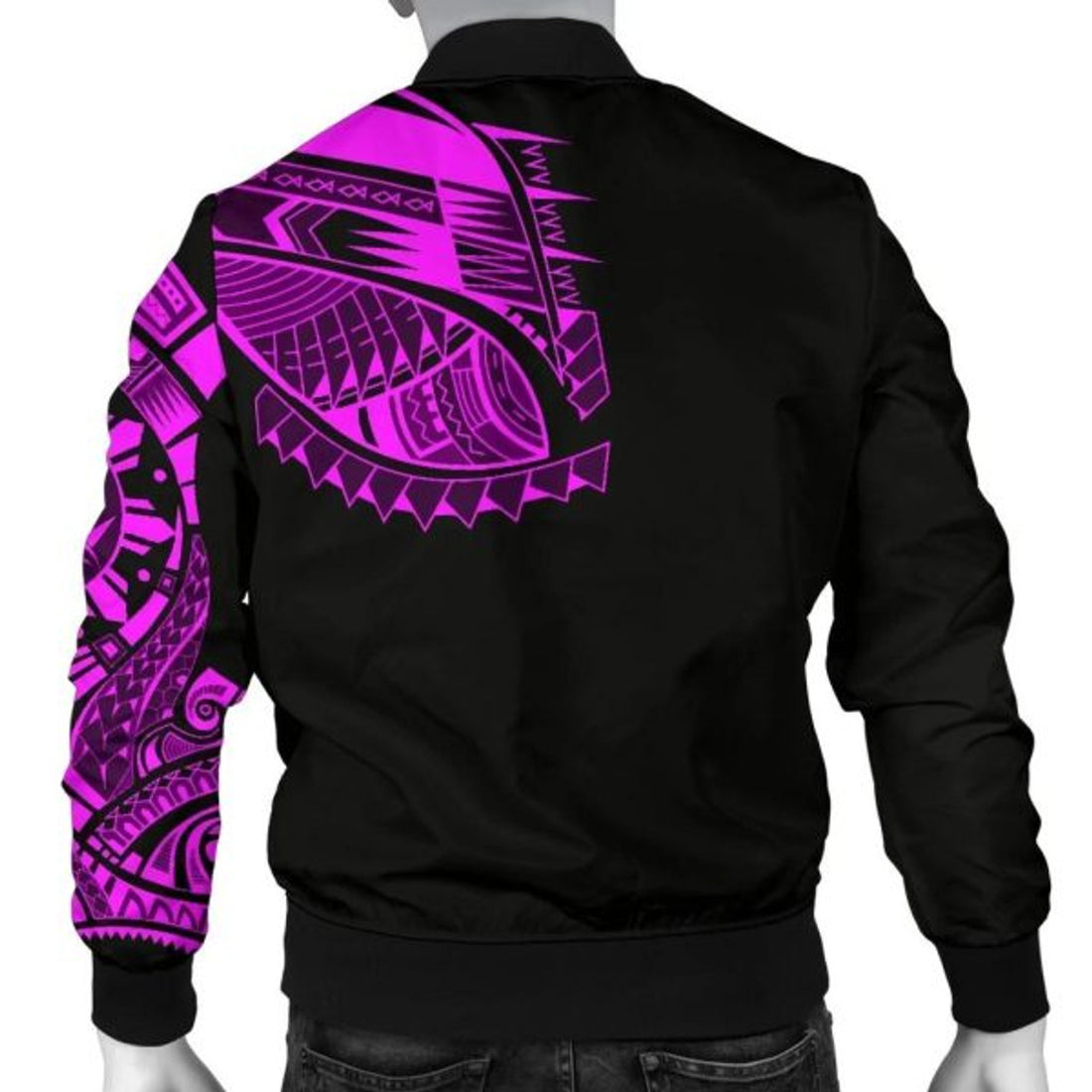 FUNSTUFFPRINT Bomber Jacket Polynesian Chest Tattoo Pink 3D Bomber Jacket