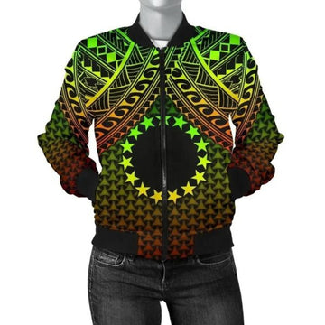 FUNSTUFFPRINT Bomber Jacket Polynesian Cook Islands Personalised - Reggae Vintage Polynesian Patterns 3D Bomber Jacket
