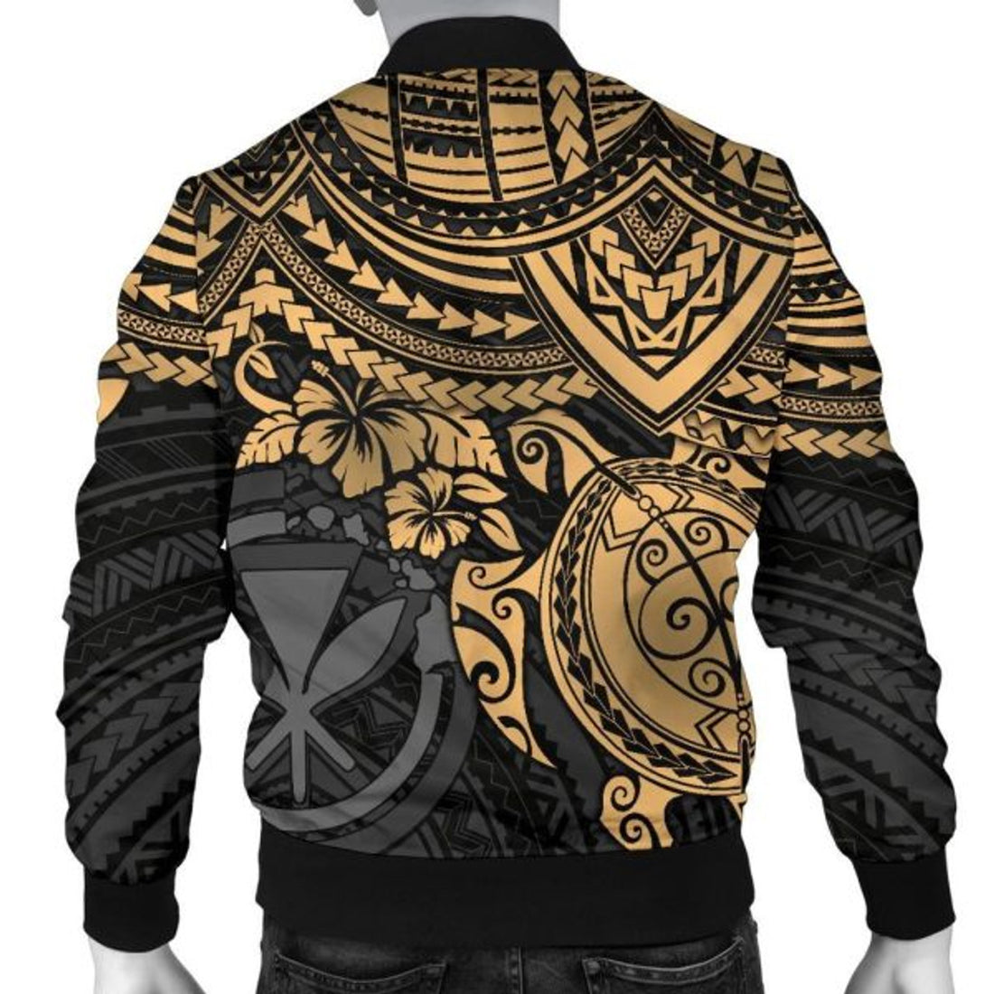 FUNSTUFFPRINT Bomber Jacket Polynesian Hawaii - Gold Turtle 3D Bomber Jacket