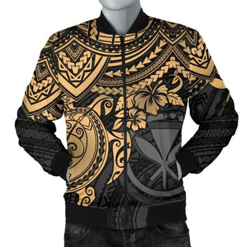 FUNSTUFFPRINT Bomber Jacket Polynesian Hawaii - Gold Turtle 3D Bomber Jacket