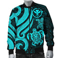 FUNSTUFFPRINT Bomber Jacket Polynesian Hawaii (Kanaka Maoli) - Blue Tentacle Turtle 3D Bomber Jacket