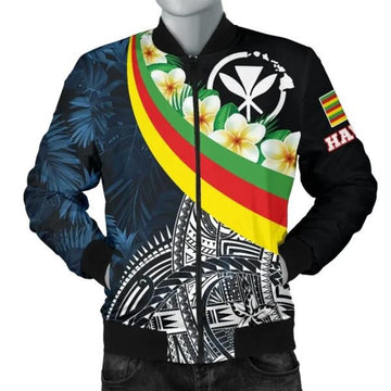 FUNSTUFFPRINT Bomber Jacket Polynesian Hawaii - Kanaka Maoli With Plumeria Style 3D Bomber Jacket